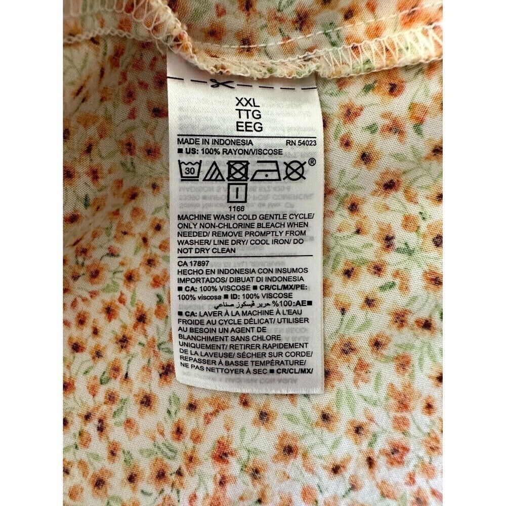 Old Navy Open Front Floral Blouse‎ Top Women's Size XXL Orange Tie-Waist - Picture 7 of 16